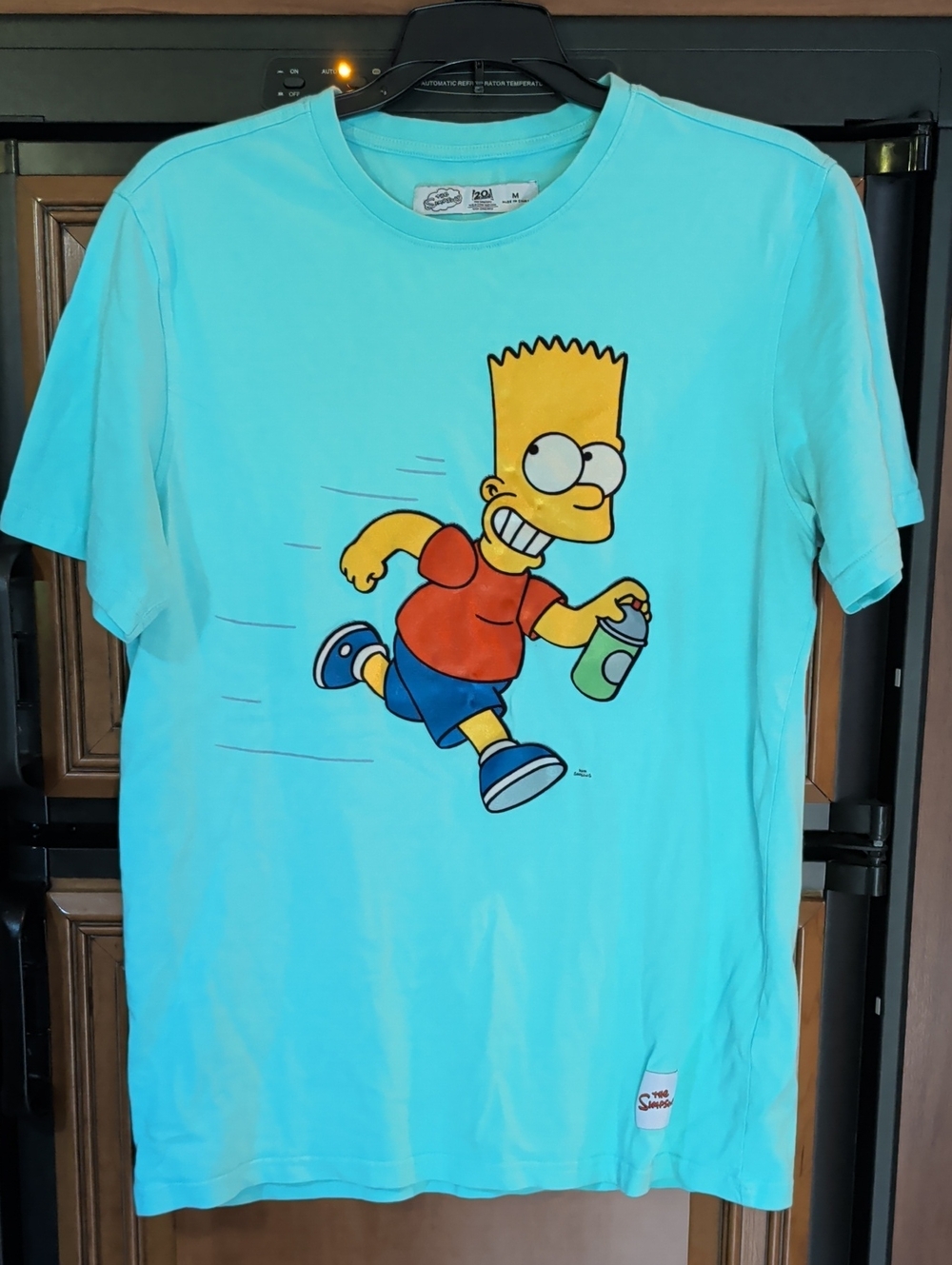 The Simpsons Bart Spray Paint Aqua Graphic Crew Neck T-Shirt